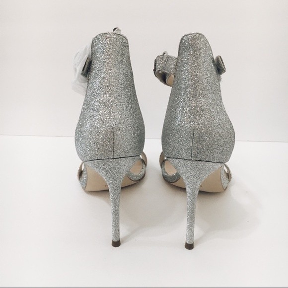 NEW Guess Women's Kahluy Silver Glittery Ankle Strap Heels Dress Sandals 9 - Picture 5 of 9
